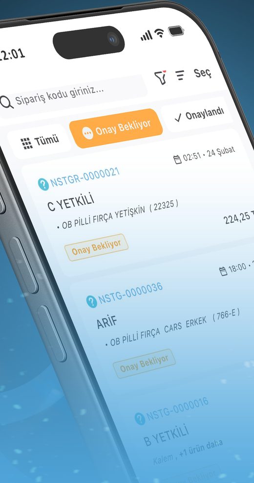 Sentos mobil uygulama sipariş listesi ekranı