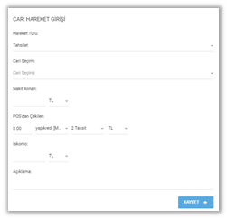 sentos güncel durum cari hareket girişi