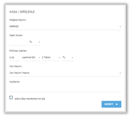 sentos güncel durum kasa giriş ekle